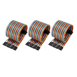 sourcing map Female to Female 40Pin Breadboard Jumper Wire 2.54mm Pitch Ribbon Cable 50cm Long 3pcs