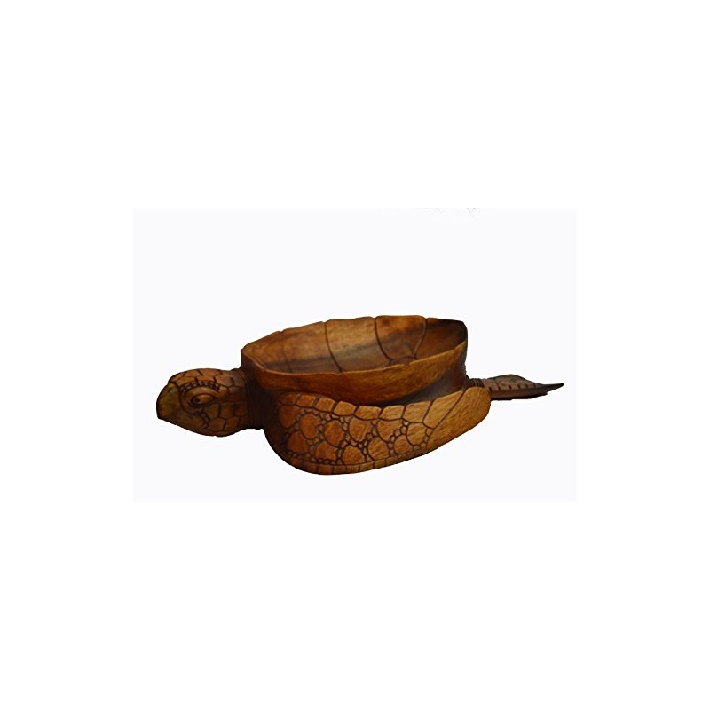 Large Size Hand Carved Mahogany Wood Nautical Turtle Bowl