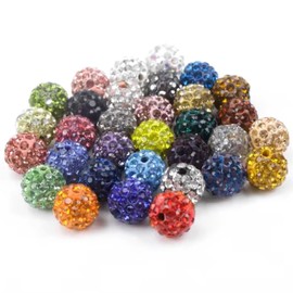 Packool 100 PCS 10mm Rhinestone Beads, Soft Clay Round Beads, Bling Beads for Beadable Pens and DIY Crafts, 23 Mixed Colors, Sparkling Beads for Personalize Jewelry and Craft Projects