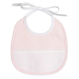 FILET - Soft Fabric Baby Bib with Lozenges Motif Pink with Aida Pocket for Embroidery Ideal for Babies and the First Months Made in Italy