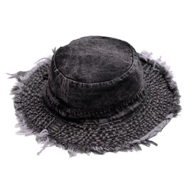 BLUEGLORY Fashion Cotton Denim Distressed Bucket Hat for Men, Denim Hat, Gift for Women