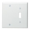 Leviton 88006 2-Gang 1-Toggle 1-Blank Device Combination Wallplate, Standard Size, Thermoset, Box Mount, White