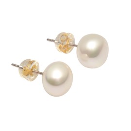 Huge Tomato 8 mm Freshwater Pearl Stud Earrings Real Pearl Earrings 4 Colours Available, Sterling Silver, Pearl