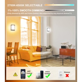 CLOUDY BAY Indoor & Outdoor Smart WiFi LED Wall Sconce, RGBCW Color Changing Porch Light, Compatible with Alexa and Google Home Assistant,No Hub Required, 15W 2700K-6500K, CRI 90+, 850LM