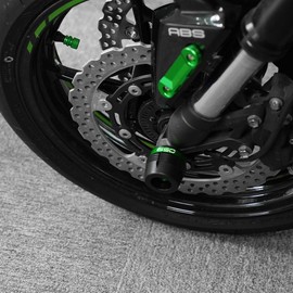 ZEXDDI Motorcycle Wheel Protector Suitable for Z650 Z650RS Ninja 650 NINJA650 KRT 2017-2024 2025 Front Wheel Rear Wheel Slider Axle Fork Frame Fall Protection Crash Pad Z 650 RS (Green)