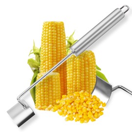 Long Handle Stainless Steel Corn Peeler,Easy Clean Corn on the Cob Remover for Home Kitchen and Outdoor Dining