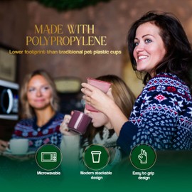 Zupla Christmas Plastic Cups Assorment, Red and Green Disposable Cups, Party Cups, Microwave-Safe, Suitable for Hot/Cold Drinks, 1 Pack of 24 Cups, 14Oz