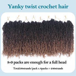 Yebo Yanky Twist Häkelhaar, 30,5 cm, 240 Strähnen, vorgeschlungene Mini-Federdrehungen, synthetische Zöpfe, Haarverlängerung für schwarze Frauen, 1B/4/30