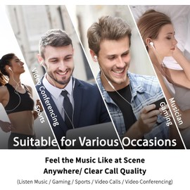 GENFOJAS 2 Packs Wired Headphones Sport in-Ear Earbuds - 2 Pack Wired Earphones with Microphone,Powerful Heavy Bass-Featuring 3.5mm Headphone- Black & White