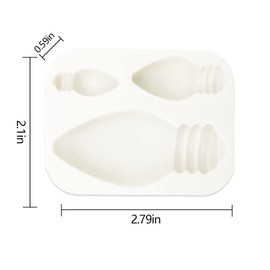 KuuGuu 3 PCS 3D Light Bulb Fondant Silicone Molds, Glossy Shiny Light Bulb Keychain Silicone Mold with Hole for DIY Cupcake Topper, Jewelry, Earrings Pendant, Polymer Clay, Crafting Projects