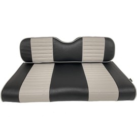 Huskey Golf Cart Front Rear Seat Covers for EZGO Medalist, TXT 1994-2013 Models, Black with Light Gray Stripe & Piping, Marine Grade Vinyl Material, Staple on