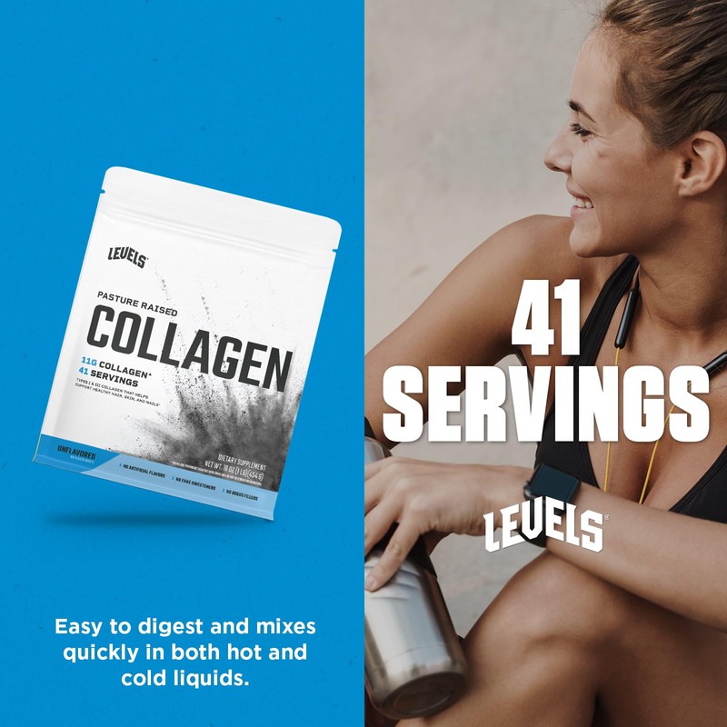 Levels Collagen Peptides, No Artificial Ingredients, 11G of Collagen, Unflavored,