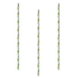 100 Drinking Straws Paper Diameter 6 mm 20 cm Assorted Green Dots 1 x Pack of 100