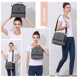 Bolsa para sacaleches, compartimento enfriador para sacaleches, bolsa enfriadora y a prueba de humedad, doble capa para madre y leche materna, bolsa de almuerzo para trabajar al aire última intervensión (gris oscuro)