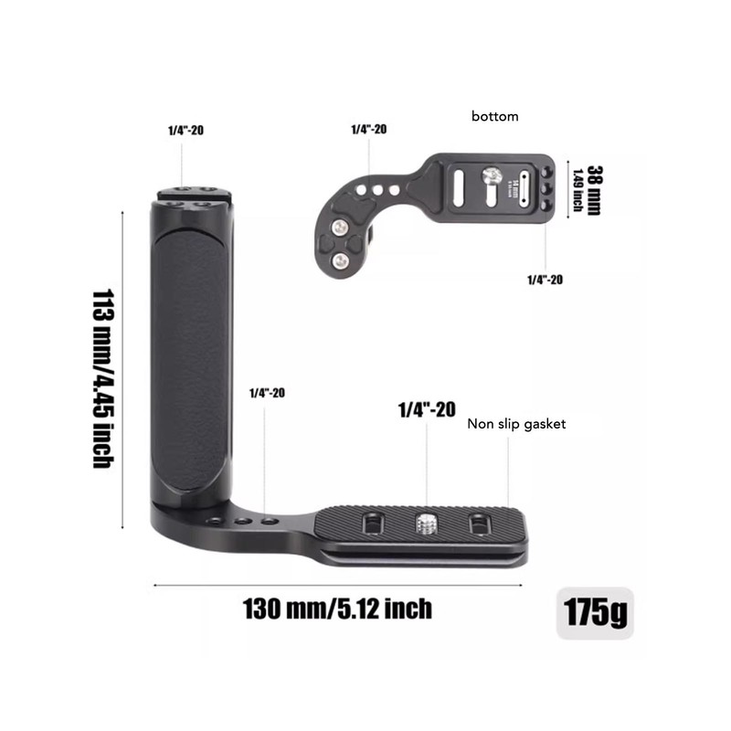 Camera Universal Side Handle Grip with Cold Shoe Mount Ergonomic