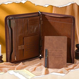 Fuyoooo 3 Pcs Religious Christian Gifts Pastor Appreciation Gifts Leather Portfolio Christian Bible Prayer Journal Bible Pen Notebook Scripture Study Supplies(Proverbs 3:5)