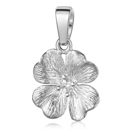 MATERIA by Matthias Wagner Women's Clover Pendant Rhodium-Plated 925 Silver with Chain, Silver