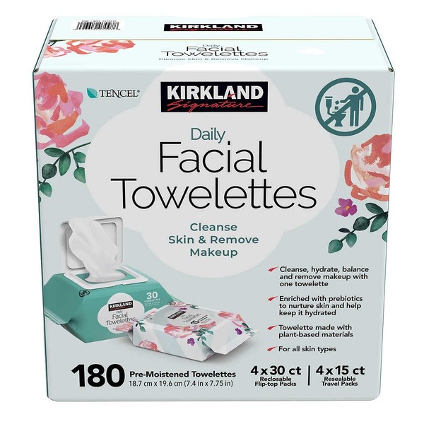 Kirkland Signature Daily Facial Towelettes, 180 Count