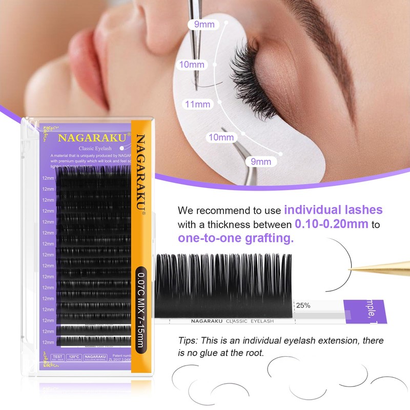 NAGARAKU Individual Eyelashes, Individual Eyelash Extensions, Permanent Volume Eyelashes, Eyelash