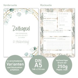 MILINDO Cards Wedding Gift / Surprise Time Capsule - Gift for Bride and Groom - Memory Cards - Eucalyptus - Boho Style (50 Cards)