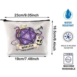 BLUPARK DND Warlock Makeup Bag Warlock Dice Gift Warlock Inspired Cosmetic Bag DnD Warlock Gift DnD RPG Gift for Fans DND Zipper Pouch Bag (canvas, Warlock Bag)