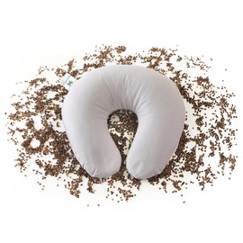 NATURECA Travel Pillow Made of Organic Buckwheat Hulls, Neck Pillow, 100% Natural Materials with Removable and Washable Cotton Cover, Neck Support Pillow, Ideal as a Supplement to Pillow, 35 x 33 cm
