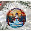 GreenStar Gifts Snowman Stained Glass Ornament Ceramic, Christmas Keepsake, Decoration,