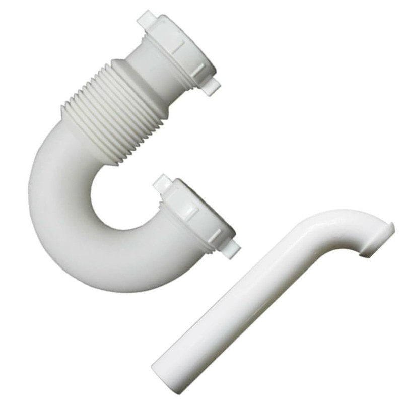 LEFITPA Replacement 1-1/2 Inch Flexible Accordion Design P-Trap with Nut