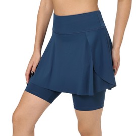 Xioker Women Modest Skorts Skirts with Pockets,Swim Skorts Shorts for Women(Navy Blue XL)