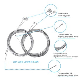 4PCS Bike Brake Cable Shifter Cable, Bicycle Gear Cable Wire for Mountain Bike, Bike Brake Wire Set for Universal Bike, Including 18 PCS Complete Inner Replacement Set