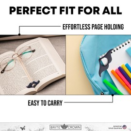 Brite Crown Book Page Holder - Book Thumb Page Holder for Convenient Reading - One Handed Book Holder - Reading Accessories - Book Place Holder - Ideal Gift for Book Lovers - Black