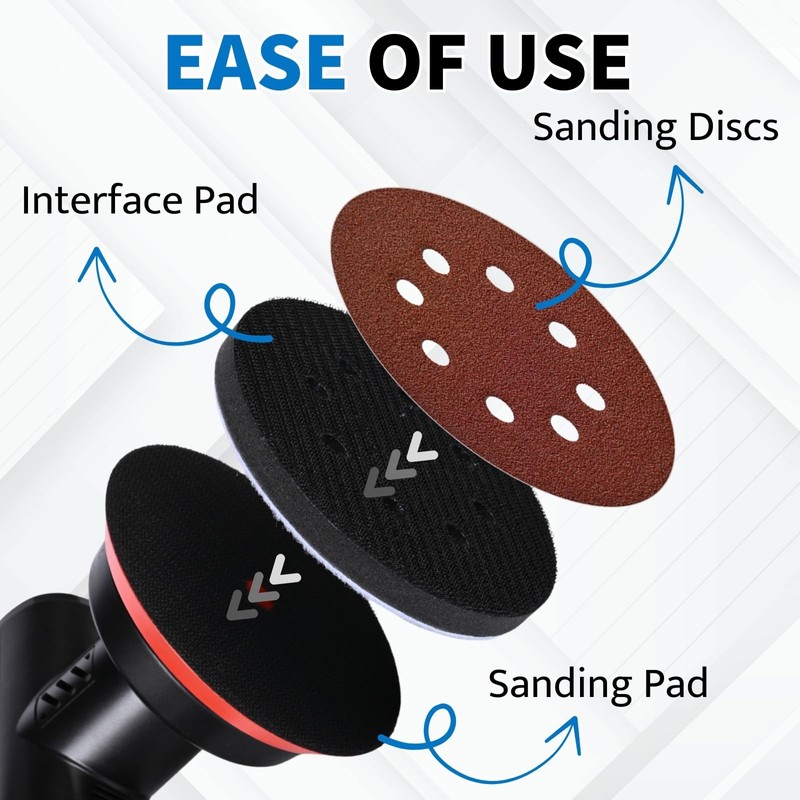 POTUINOM 5 Inch 8 Holes Foam Sanding Pads 2 Pack