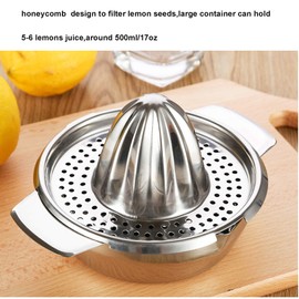 Stainless Steel Lemon Squeezer Citrus Juicer Handheld Press Orange Juice Squeezing Tool with Bowl Storage Container