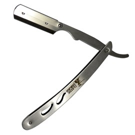 Classic Samurai CS-102 Stainless Steel Professional Barber Straight Edge Razor with 100 Lord Single Edge Razor Blades (Silver Metal)