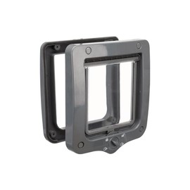 TRIXIE 44212 Waterproof and Quiet Cat Flap 4-Way Freewheel Door, 20 x 22 cm, Grey