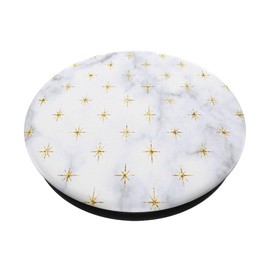 WHITE GOLD MARBLE PHONE GRIP - PRETTY TRENDY - GOLD TWINKLES