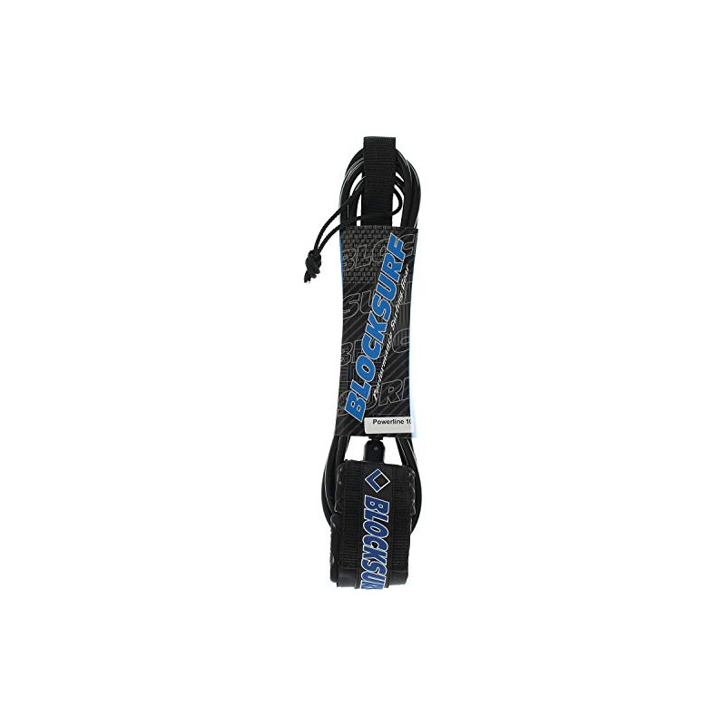 BLOCKSURF Powerline Black Surfboard Leash - 10'
