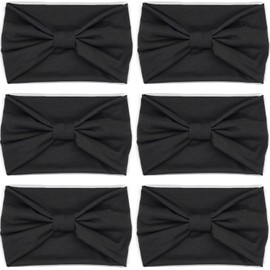 IVARYSS Wide Headbands for Women, Black Knotted Head Wraps Turbans, Large African Style Head Bands Hair Accessories, 6 Pack