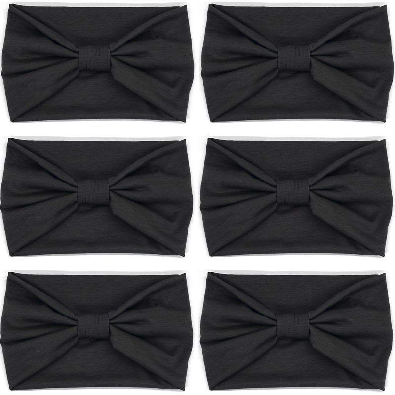 IVARYSS Wide Headbands for Women, Black Knotted Head Wraps Turbans,