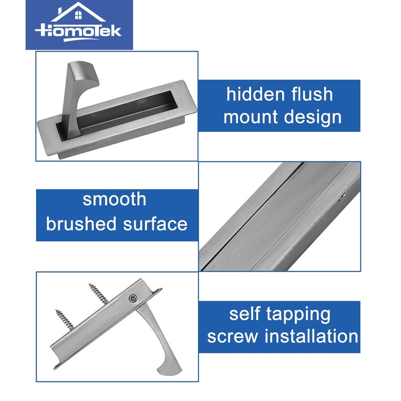HOMOTEK Recessed Pocket Door Pull Handle, Edge Flush Pull, Hidden
