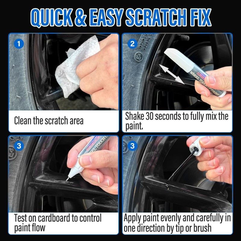 cocomfix Gloss Black Rim Touch Up Paint, Wheel Scratch Repair,