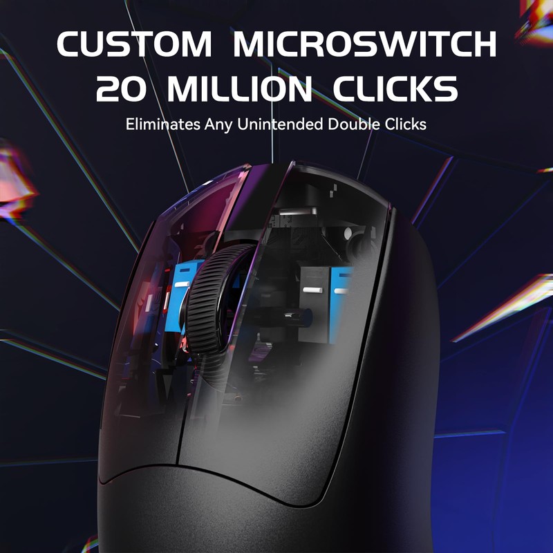 MAMBASNAKE M4 Wireless Gaming Mouse, 52g Lightweight BT/2.4Ghz/Wired Computer Mouse,