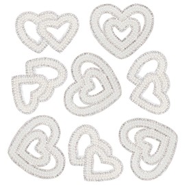 INFUNLY Heart Patches Iron on Glittering Pearl Double Heart Shape Patch for Clothes Artificial Diamong Patches with Heart Bling Rhinestone Emblem Patches for Clothing Backpack Bags Hats DIY Craft