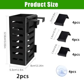 VZU 2PCS Hanging Aquarium Plant Holder, Aquarium Plant Holder with 12 Hooks and 4 Suction Cups for Multipurpose Hydroponic Plant Cultivation & Aquascaping