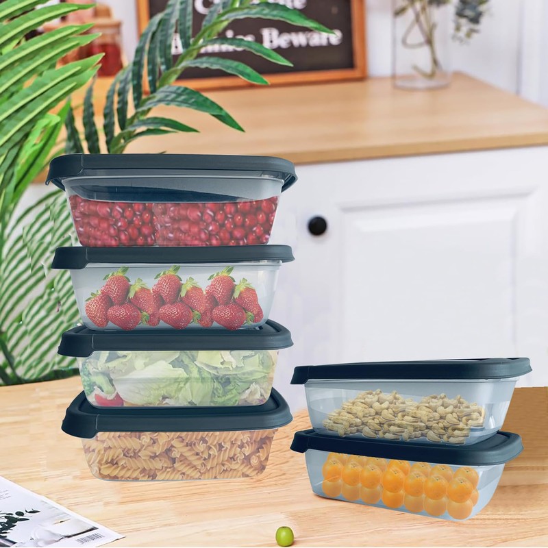 SleekAura 12-Piece Grey Storage Box Set - Airtight Food Containers