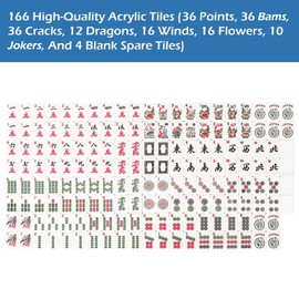 GUSTARIA Set of American Mahjong Tiles, 166 Quality Acrylic Mahjongg Tiles with Blue Prints(1.2”,Tiles Only Set)