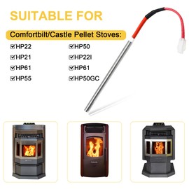 Adviace Pellet Stove Igniter for Comfortbilt HP22, HP50, HP21, HP22I, HP61, HP22N, HP55, HP50GC. 6" Ignitor1 IG-1 Replacement Parts for Comfortbilt/Castle Pellet Stoves Models.