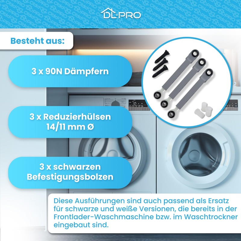 DL-pro 3 x Shock Absorbers 80N for Bosch Siemens 673541