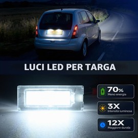 NSLUMO Luci targa LED per Lancia Musa 2004-2012, accessori luce posteriore bianca LED per targa e fanale, senza errori CANBUS 2 pezzi