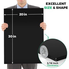 CreGear Black Foam Board, 15 Pack 20" x 30", Premium Black Foam Core Boards, 3/16"Thick, Double Sided Backing Board for Poster Projects, Presentation, Signboards, Art Crafts, Framing, Display